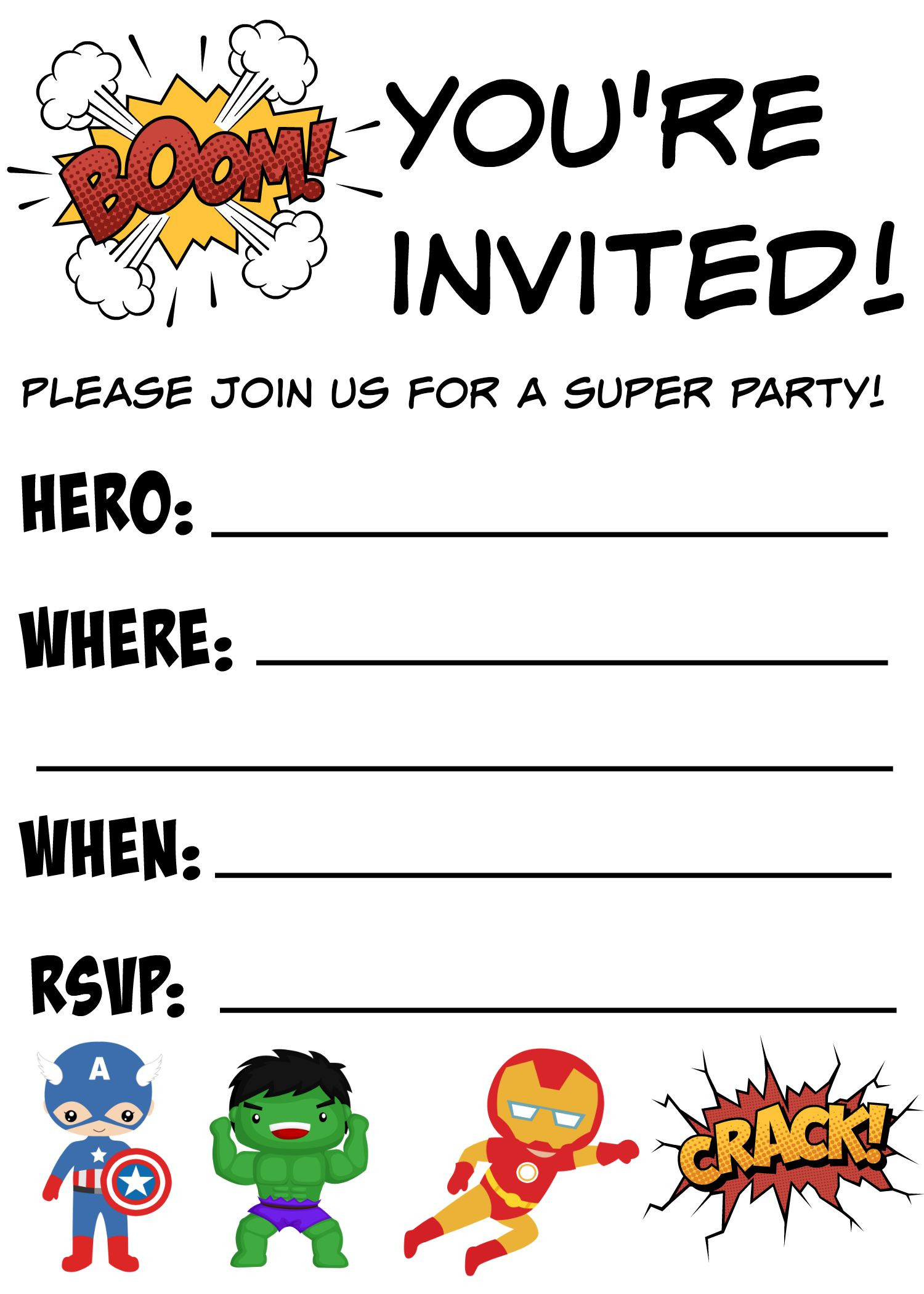 Best ideas about Printable Birthday Party Invitations
. Save or Pin 12 FREE Printable Blank Superhero Birthday Invitation Now.