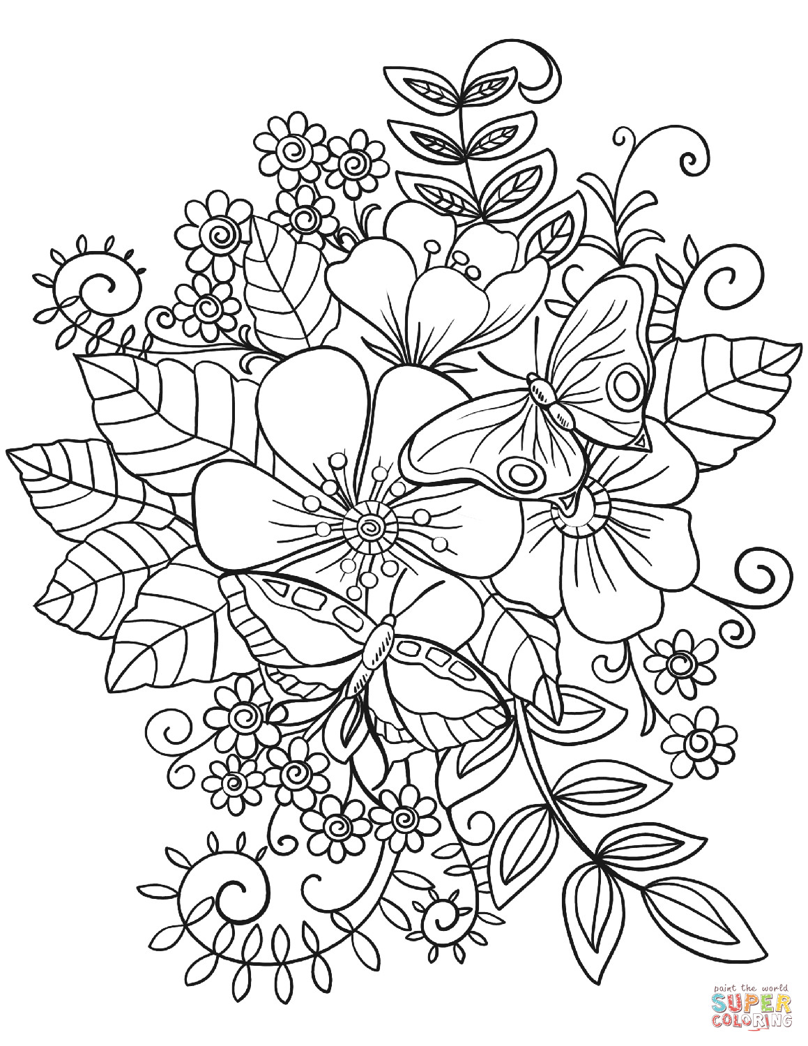 Best ideas about Printable Coloring Sheets Of Flowers
. Save or Pin Butterflies on Flowers coloring page Now.