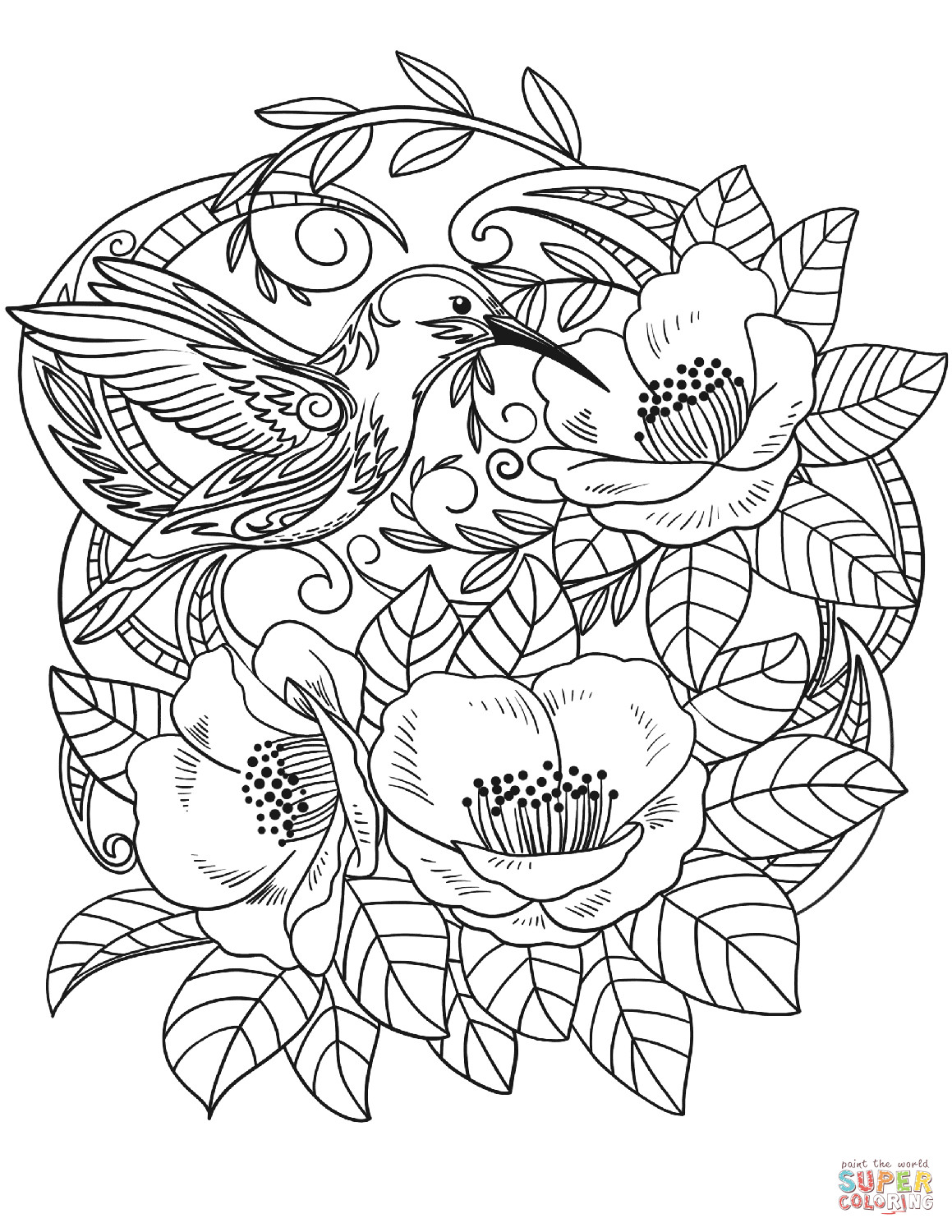 Best ideas about Printable Coloring Sheets Of Flowers
. Save or Pin Hummingbird in Flowers coloring page Now.