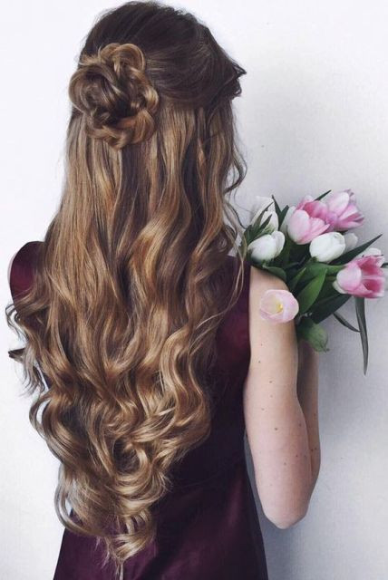 Best ideas about Prom Hairstyles 2019 Down
. Save or Pin Rose bun half up half down with curls Now.