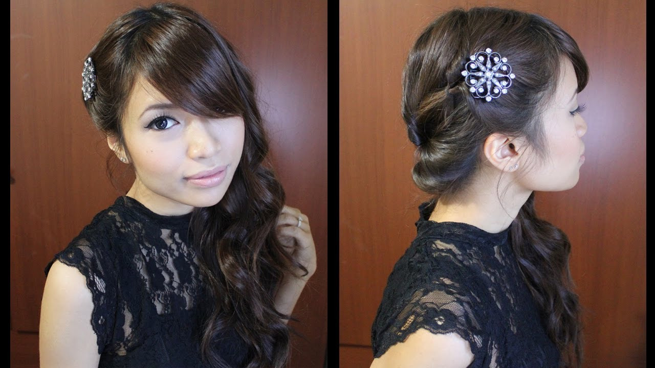 Best ideas about Prom Hairstyles To The Side
. Save or Pin Looped Side Swept Prom Hairstyle for Medium Long Hair Now.