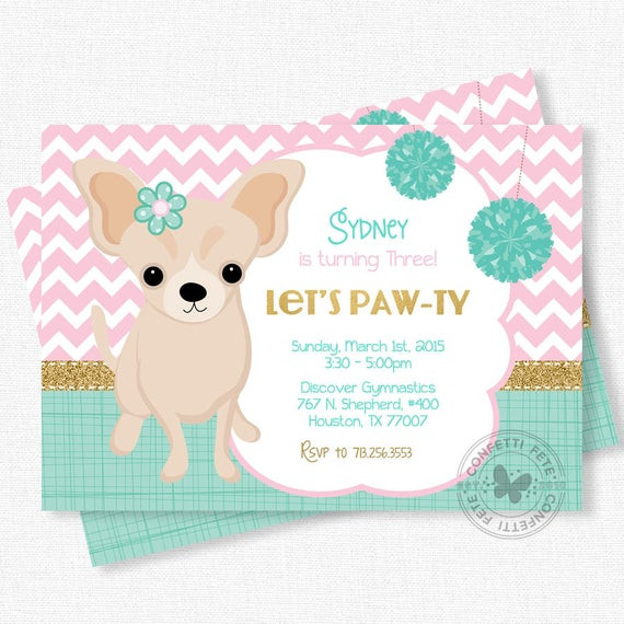 Best ideas about Puppy Birthday Invitations
. Save or Pin Puppy Party Invitation Dog Birthday Invitation Chihuahua Now.