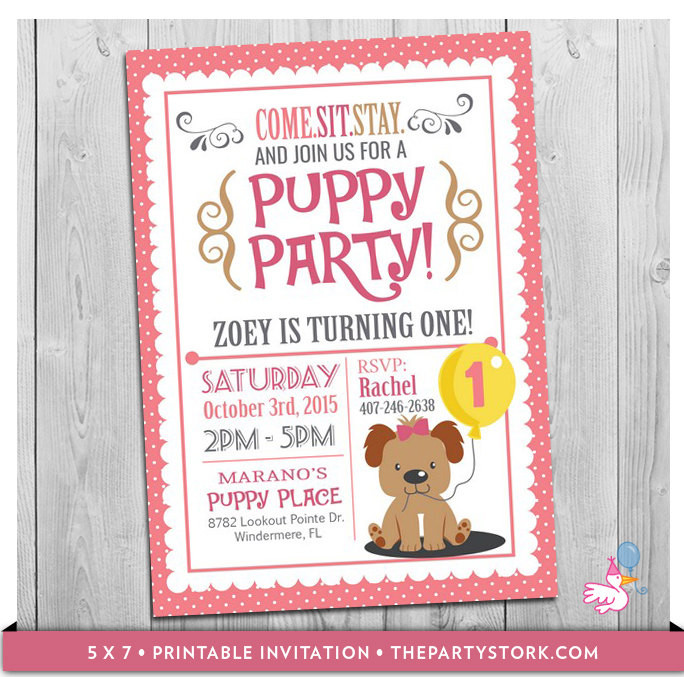 Best ideas about Puppy Birthday Party Invitations
. Save or Pin Puppy Invitation Custom Printable Girls Puppy First Birthday Now.