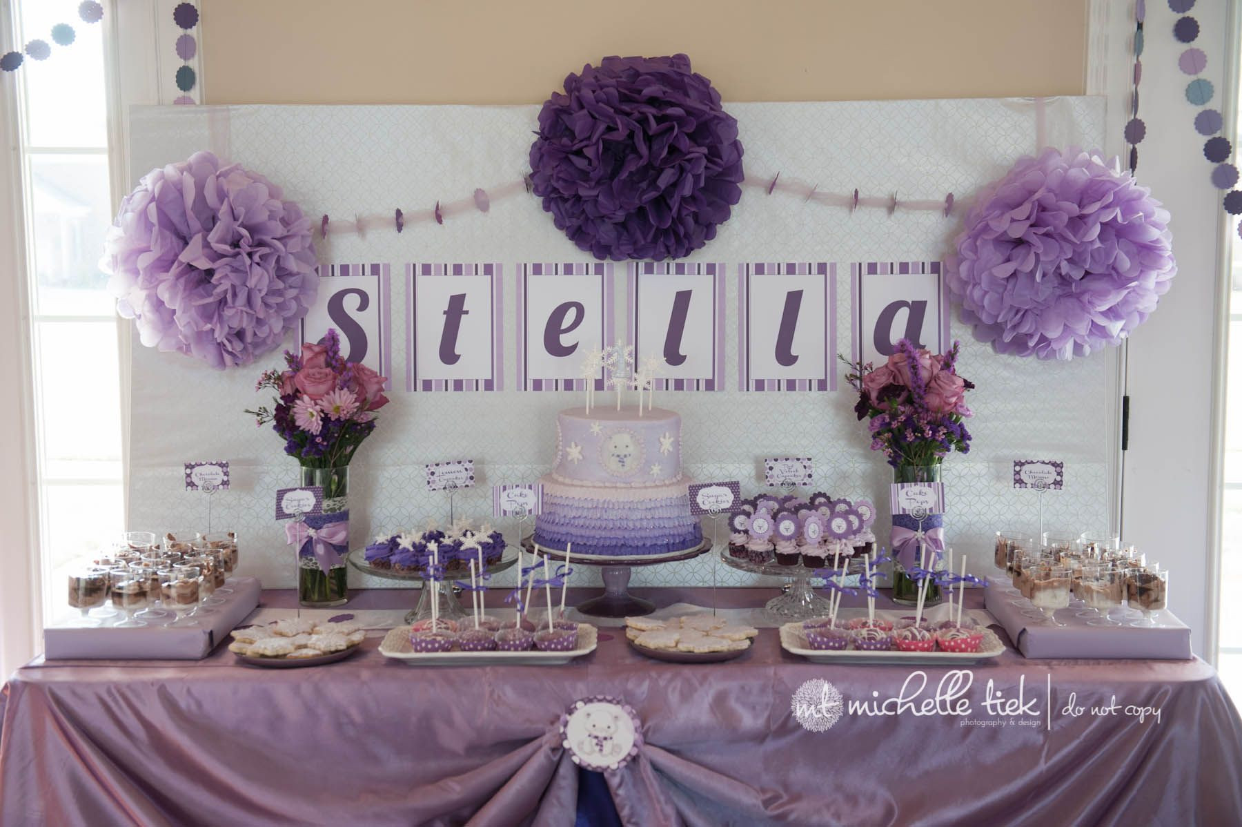 Best ideas about Purple Birthday Decorations
. Save or Pin purple and white theme 1st birthday party Now.