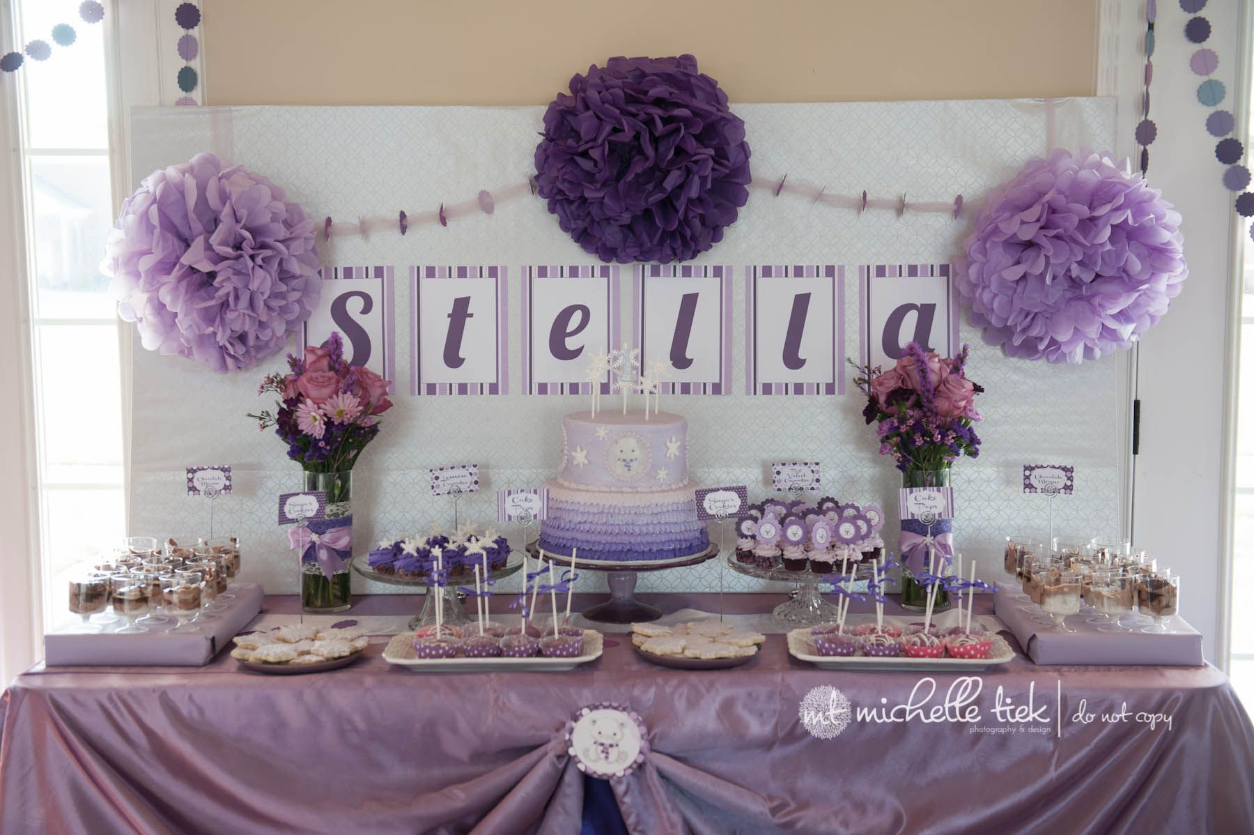 Best ideas about Purple Birthday Party Decorations
. Save or Pin purple and white theme 1st birthday party Now.