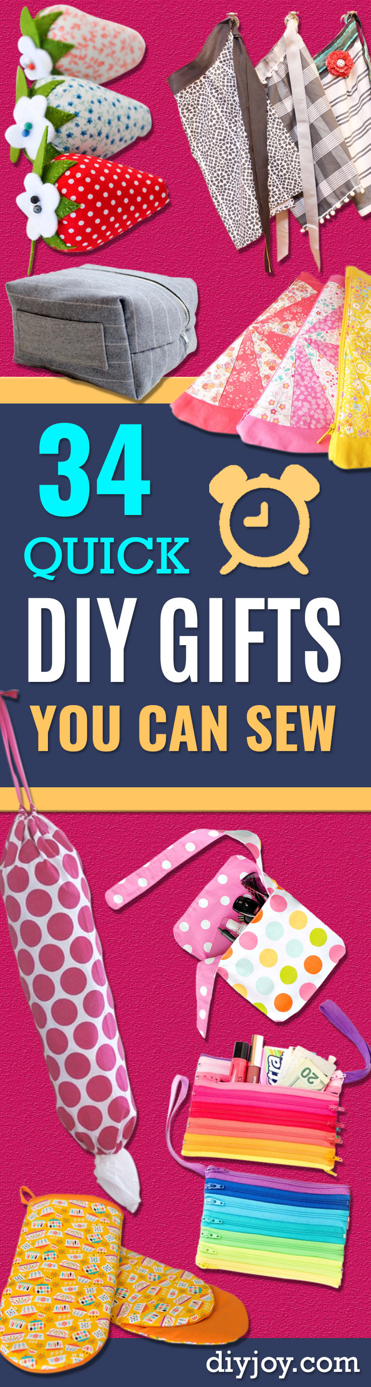 Best ideas about Quick DIY Gifts
. Save or Pin 34 Quick DIY Gifts You Can Sew For Friends and Family Now.