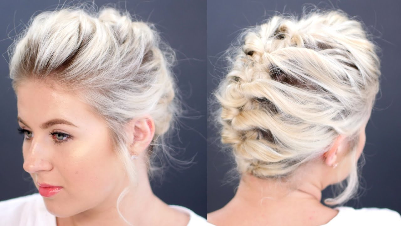 Best ideas about Quick Updos Hairstyles
. Save or Pin Short Hair Tutorial Updo Less Than 5 Minutes Now.