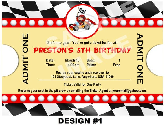 Best ideas about Race Car Birthday Invitations
. Save or Pin Race Car Invitation Ticket Invitation Party Printable Now.