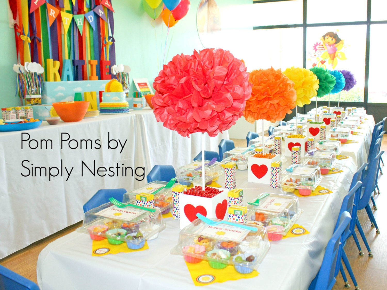 Best ideas about Rainbow Birthday Decorations
. Save or Pin Rainbow Party Pom Set 6 Tissue Paper Pom Poms Birthday Now.