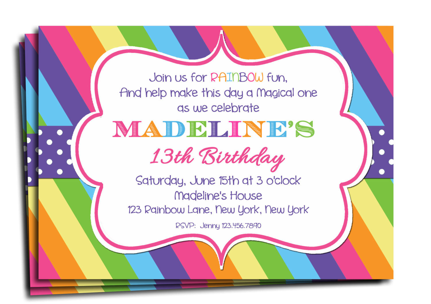 Best ideas about Rainbow Birthday Invitations
. Save or Pin Rainbow Invitation Printable or Printed with FREE SHIPPING Now.