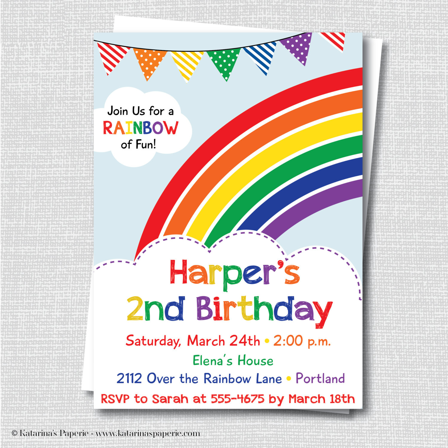 Best ideas about Rainbow Birthday Invitations
. Save or Pin Colorful Rainbow Birthday Party Invitation Rainbow Themed Now.