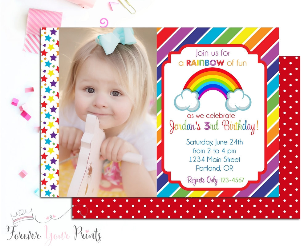 Best ideas about Rainbow Birthday Invitations
. Save or Pin Girls Rainbow Birthday Invitation Rainbow by ForeverYourPrints Now.