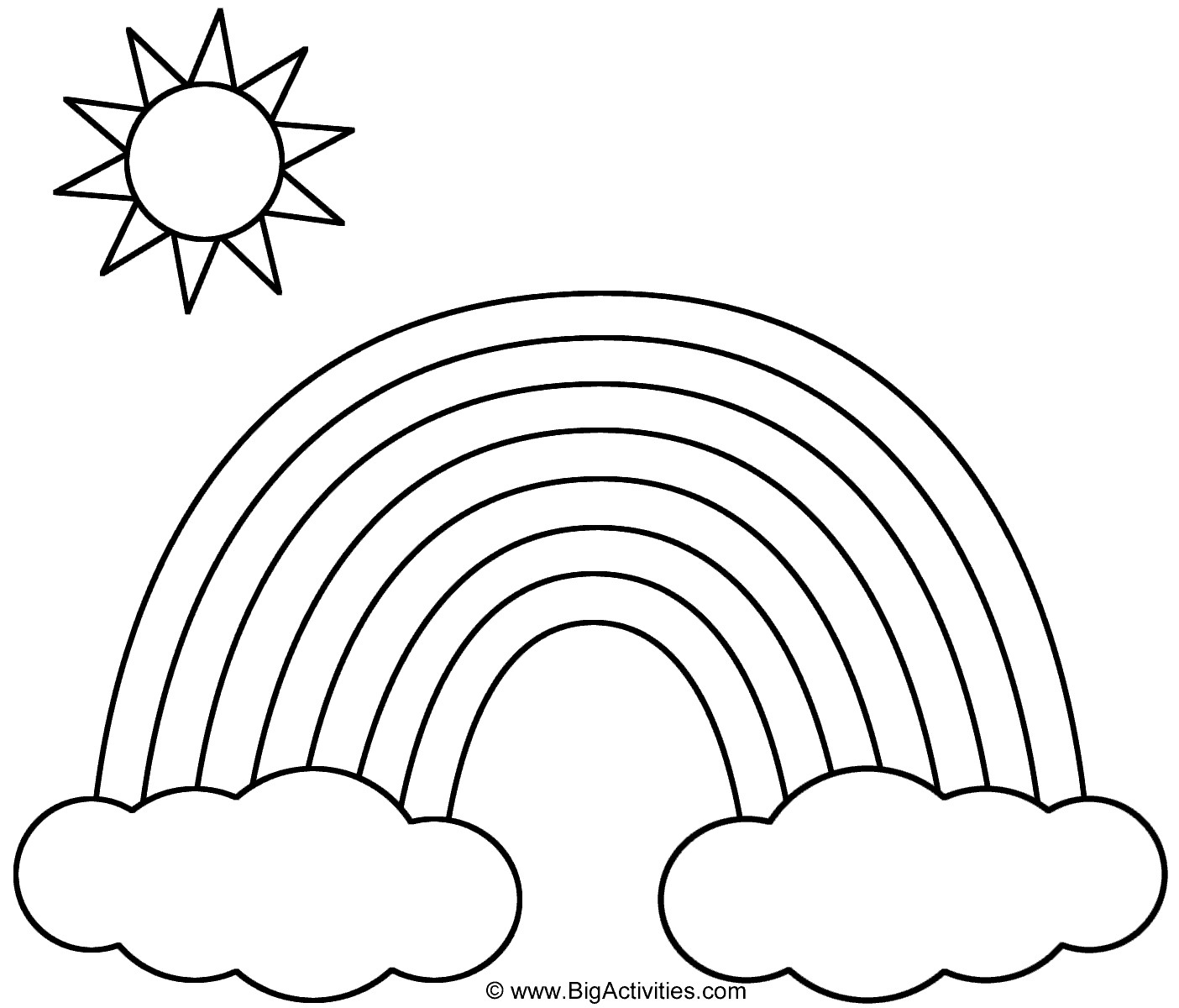 Best ideas about Rainbow Coloring Book
. Save or Pin Rainbow with Clouds and Sun Coloring Page Nature Now.