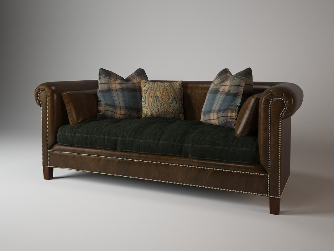 ralph lauren leather sofa used