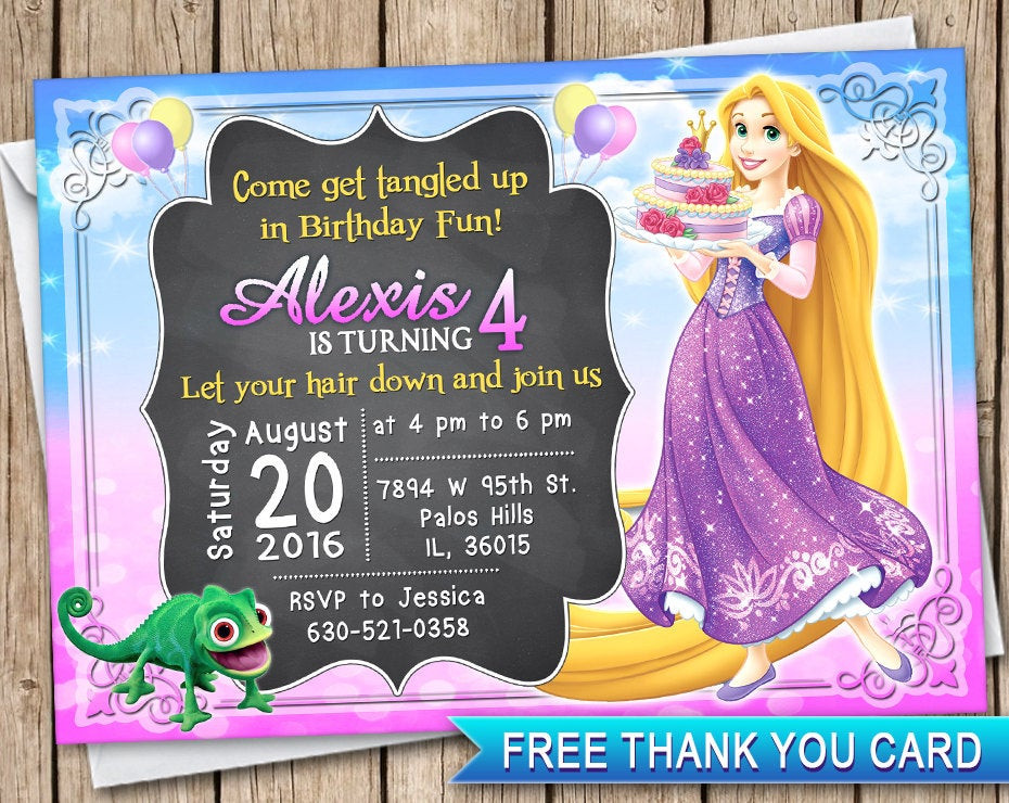 Best ideas about Rapunzel Birthday Invitations
. Save or Pin Rapunzel invitation birthday card Disney princess invitation Now.