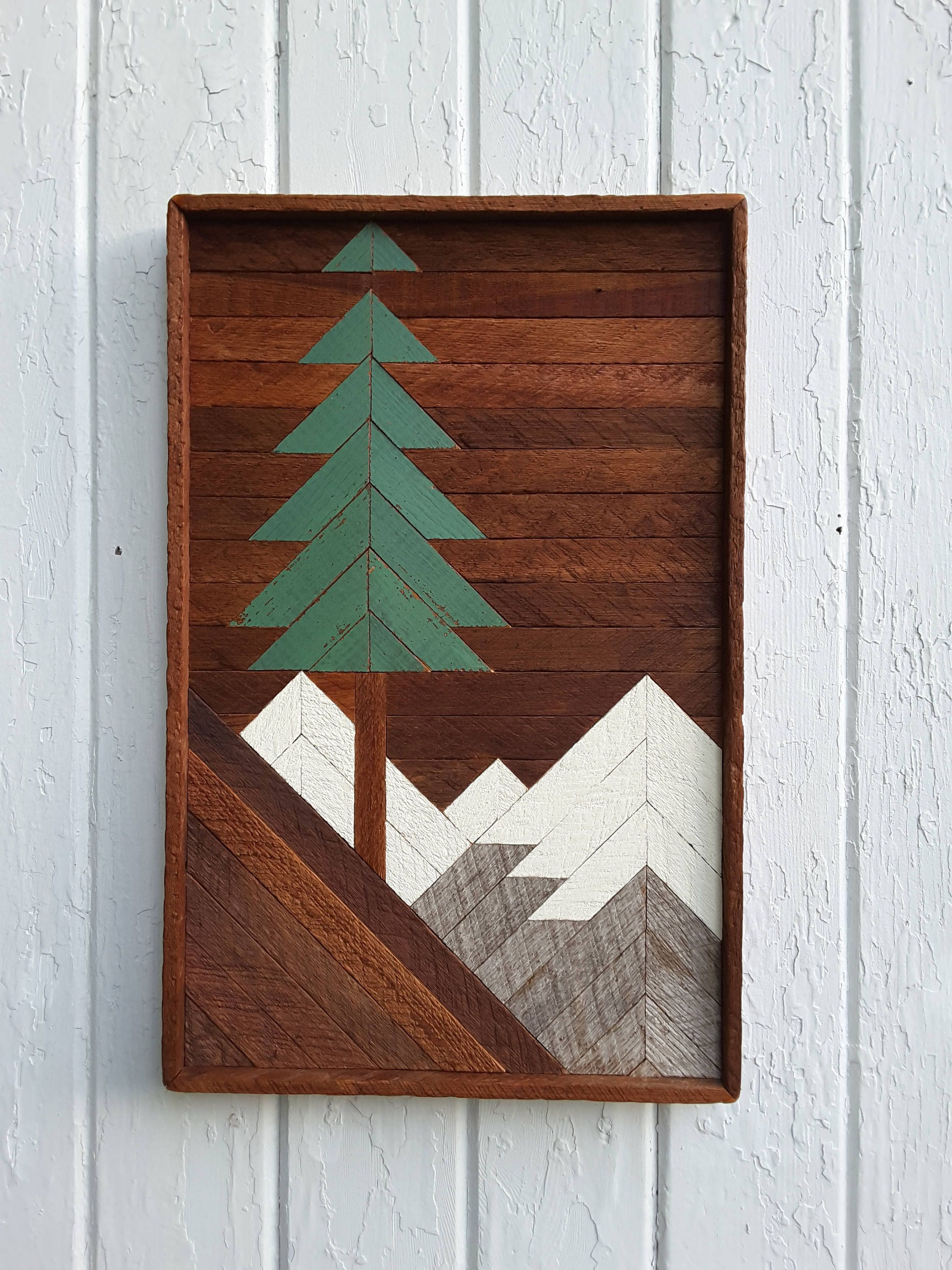 Best ideas about Reclaimed Wood Wall Art DIY
. Save or Pin Reclaimed Wood Wall Art Mountain Pine Tree Scene 20" by Now.