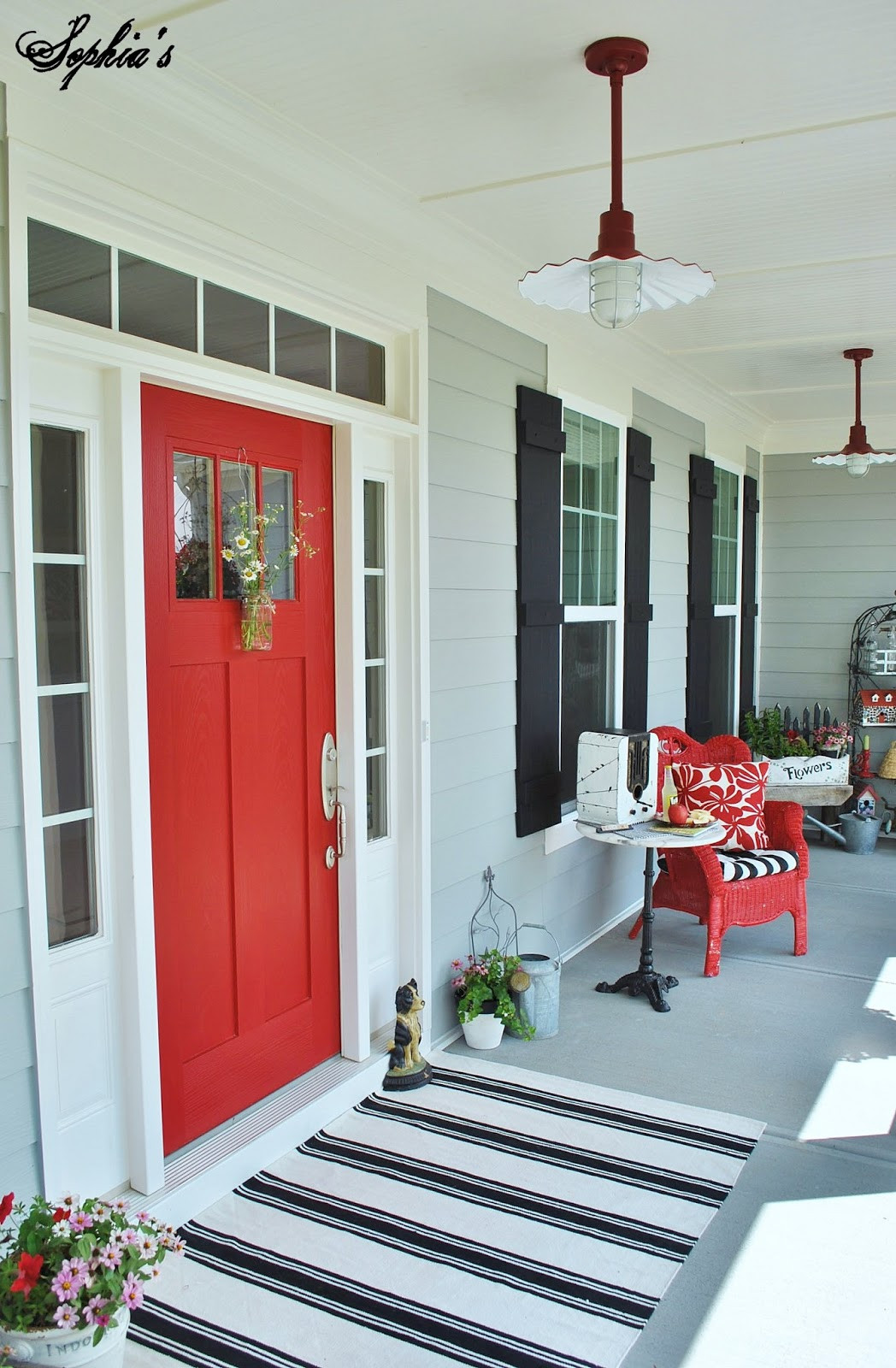 Best ideas about Red Porch Lights
. Save or Pin Sophia s Farmhouse Style Front Porch with Pops of Red Now.