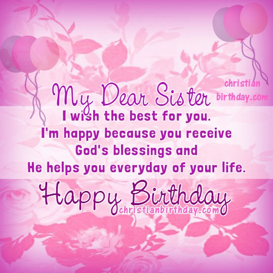 Best ideas about Religious Birthday Wishes For Sister
. Save or Pin Happy Birthday My Dear Sister Christian Card Now.