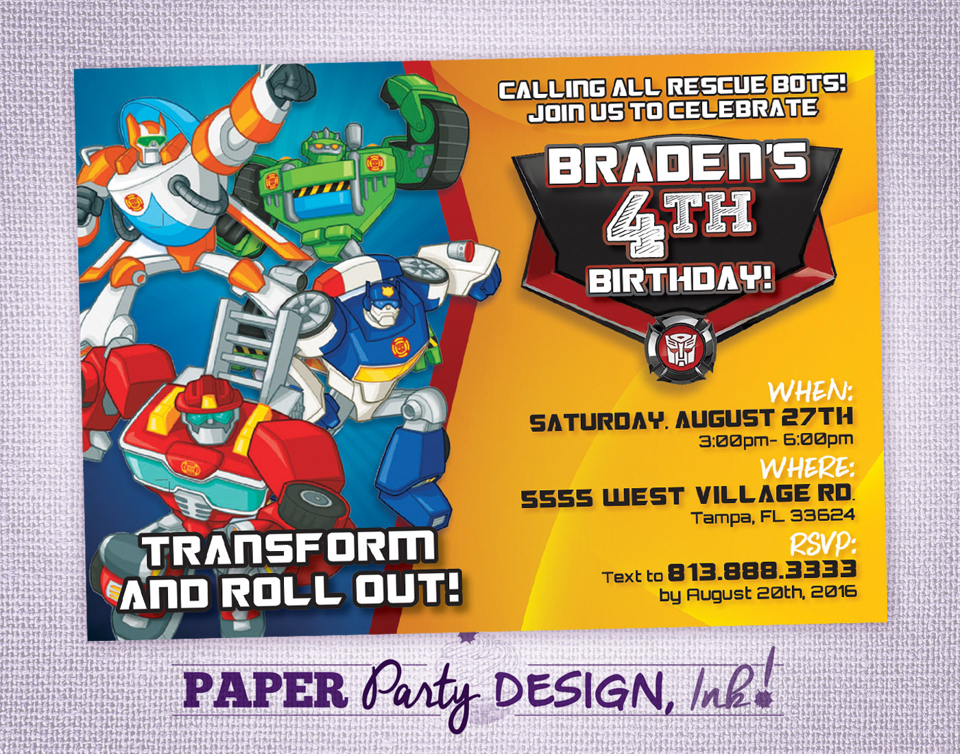 Best ideas about Rescue Bots Birthday Party
. Save or Pin Rescue Bots Birthday Party Invitation Rescue Bots Party Now.