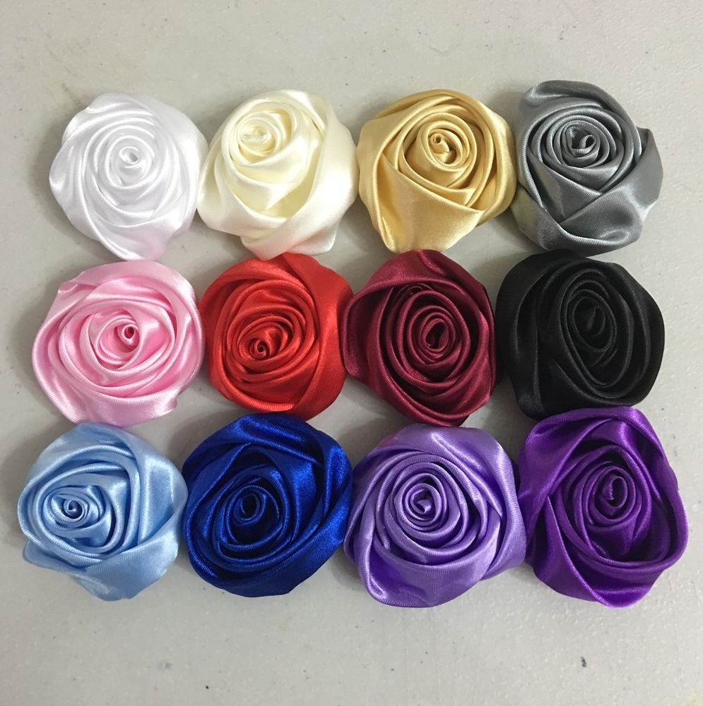 Best ideas about Ribbon Roses DIY
. Save or Pin 12pc Mixed Color Satin Ribbon Rose Flower DIY Wedding Now.