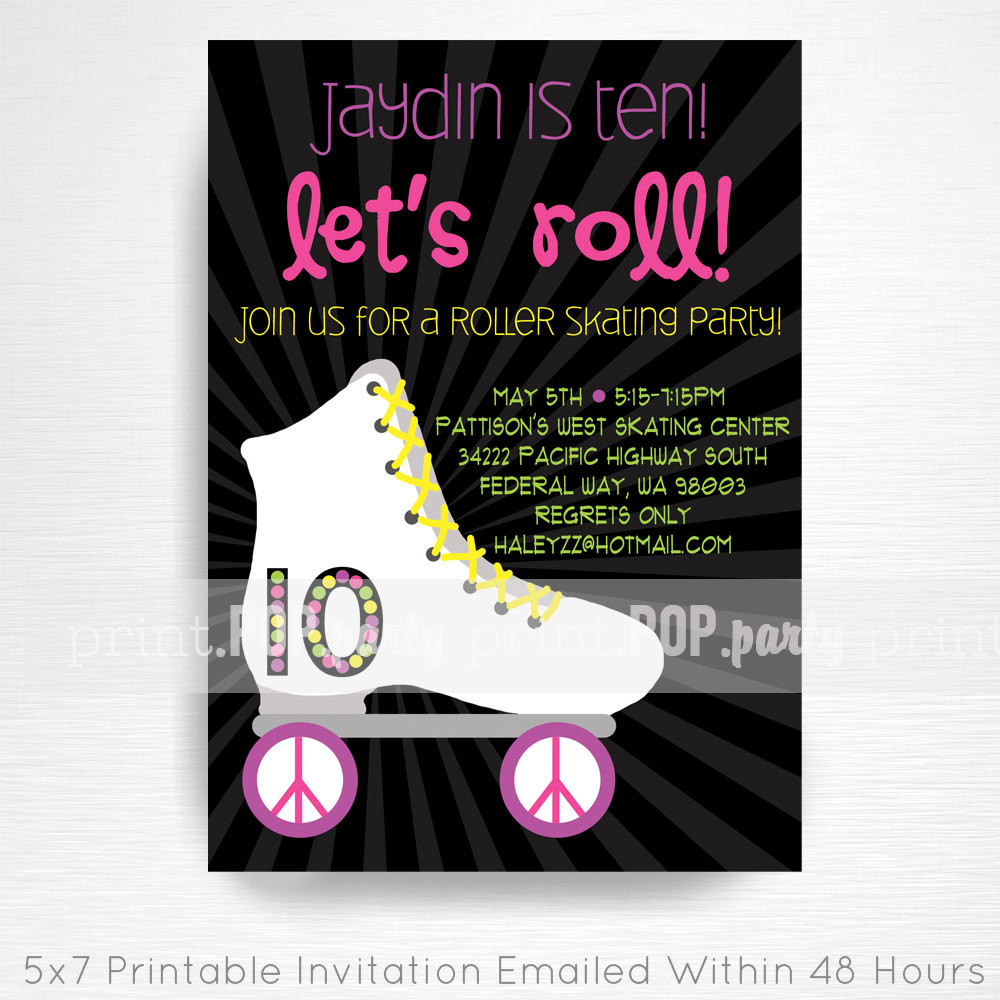 Best ideas about Roller Skating Birthday Invitations
. Save or Pin Roller Skating Birthday Party Printable Invitation YOU Print Now.