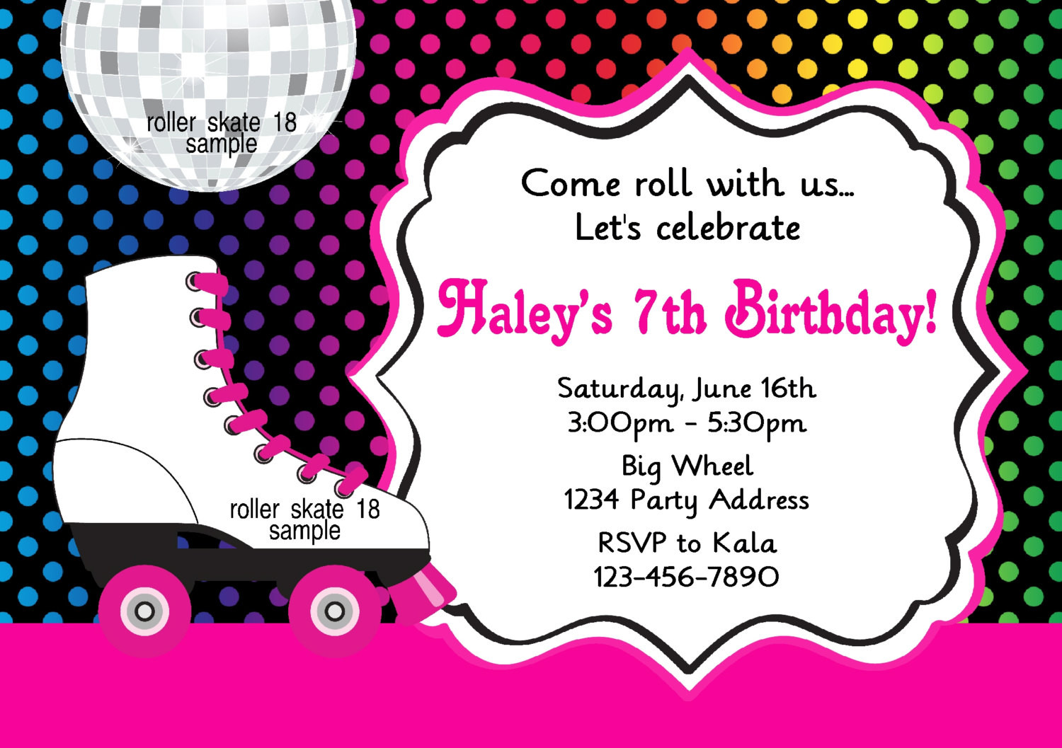 Best ideas about Roller Skating Birthday Invitations
. Save or Pin Roller Skate Invitation Roller Skating Birthday Party Neon Now.