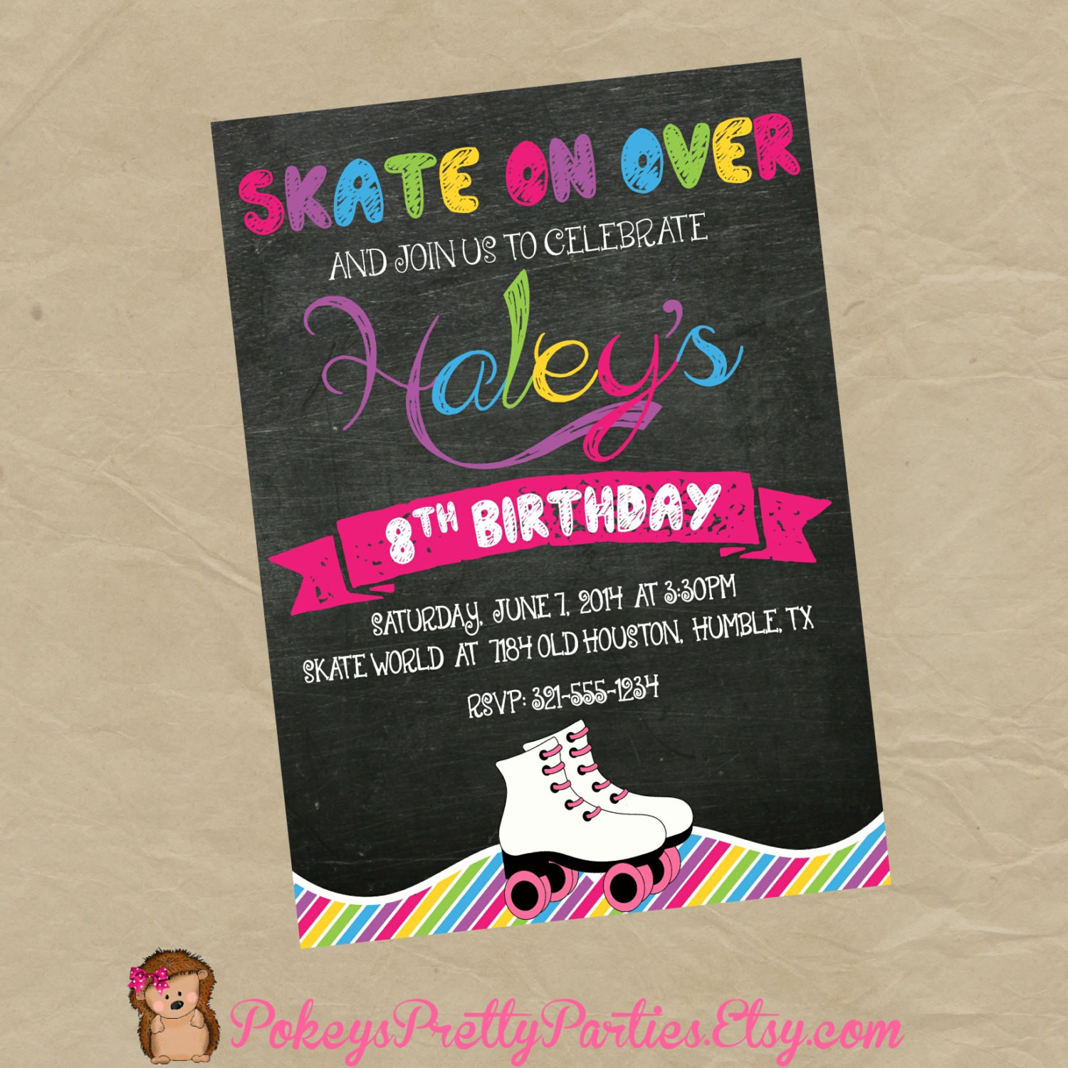 Best ideas about Roller Skating Birthday Invitations
. Save or Pin Roller Skating Birthday Party Invitation Digital or Printed Now.