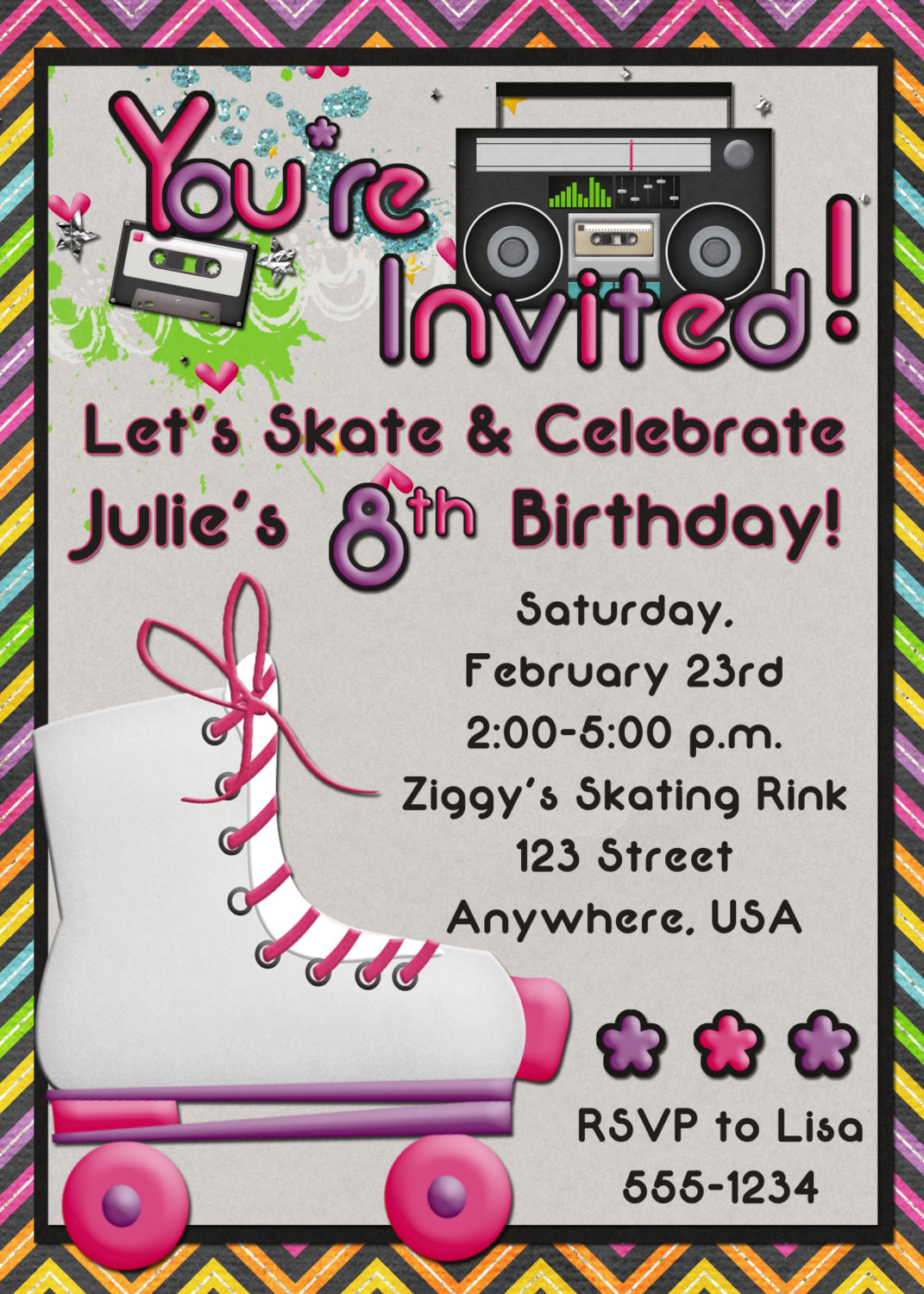 Best ideas about Roller Skating Birthday Invitations
. Save or Pin Roller Skating Birthday Party Invitation GIRL Now.