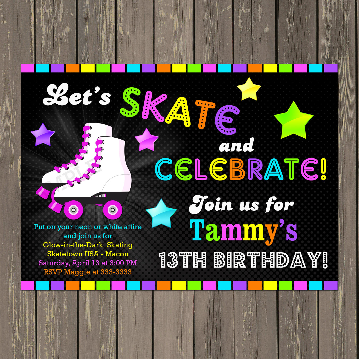 Best ideas about Roller Skating Birthday Invitations
. Save or Pin Roller Skating Birthday Invitation Skate Party Invitation Now.