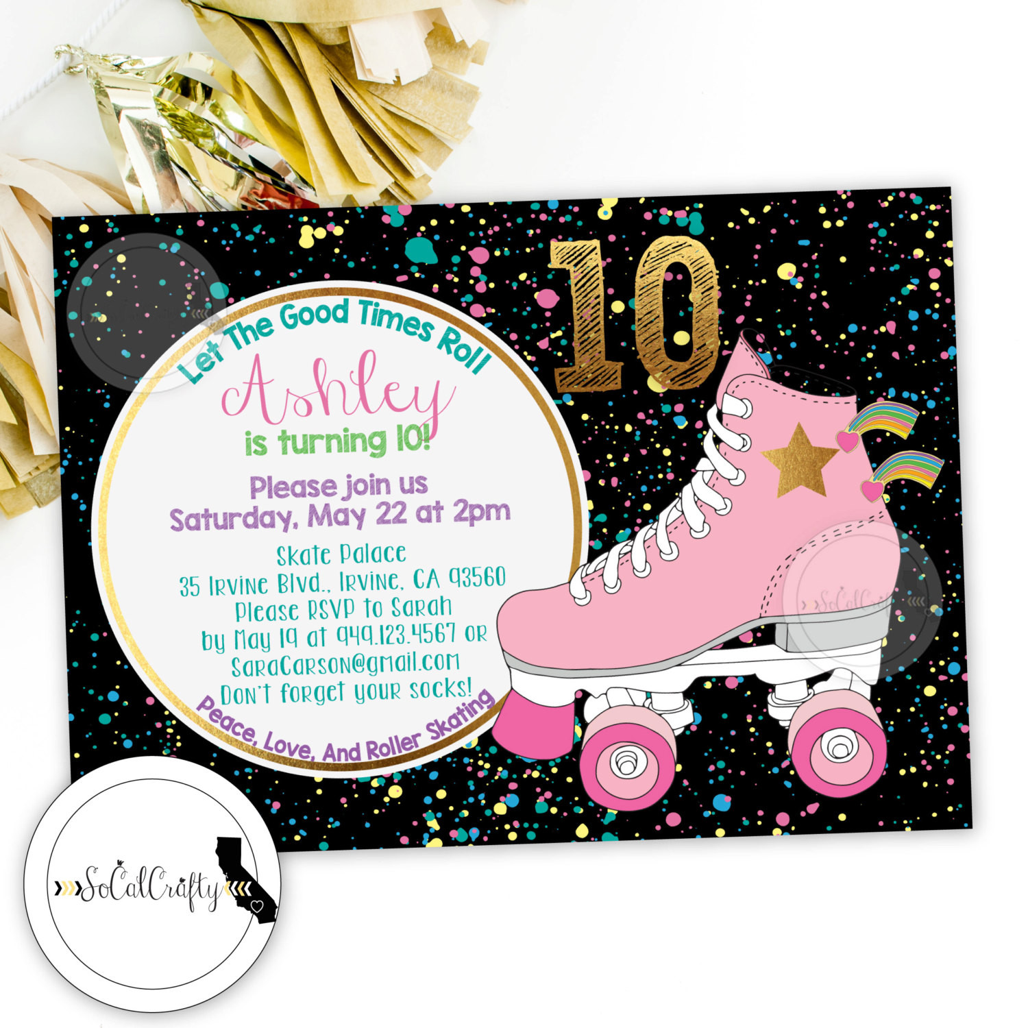 Best ideas about Roller Skating Birthday Party
. Save or Pin Roller Skating Birthday Party Invitation Roller Skates Now.