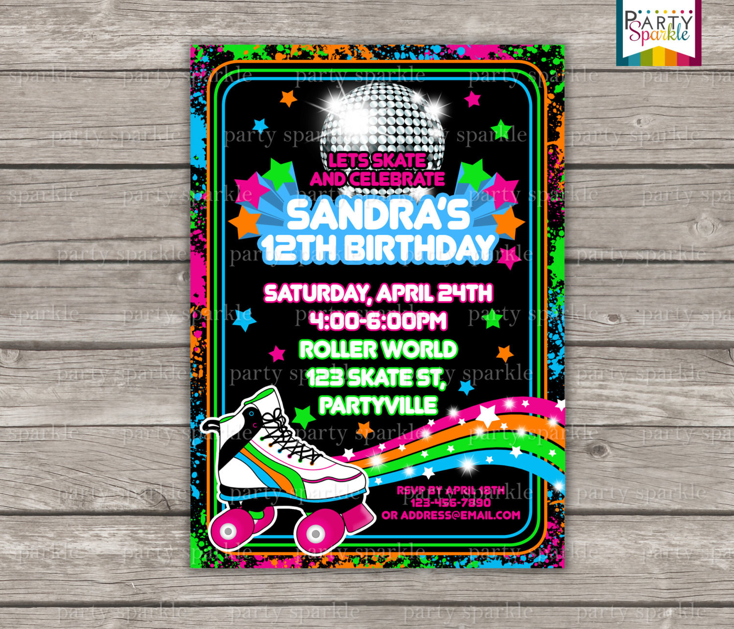 Best ideas about Roller Skating Birthday Party
. Save or Pin Neon Skate Party Retro Roller Disco Birthday Invite Now.