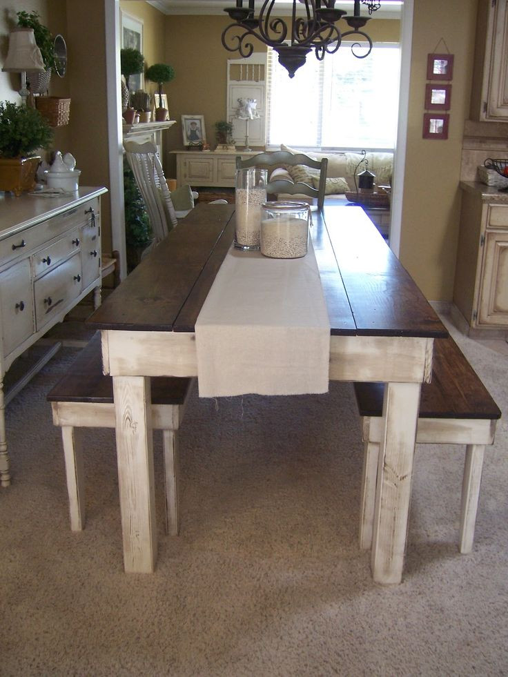 Best ideas about Room And Board Dining Table
. Save or Pin Rustic homemade farm style dining room table with benches Now.