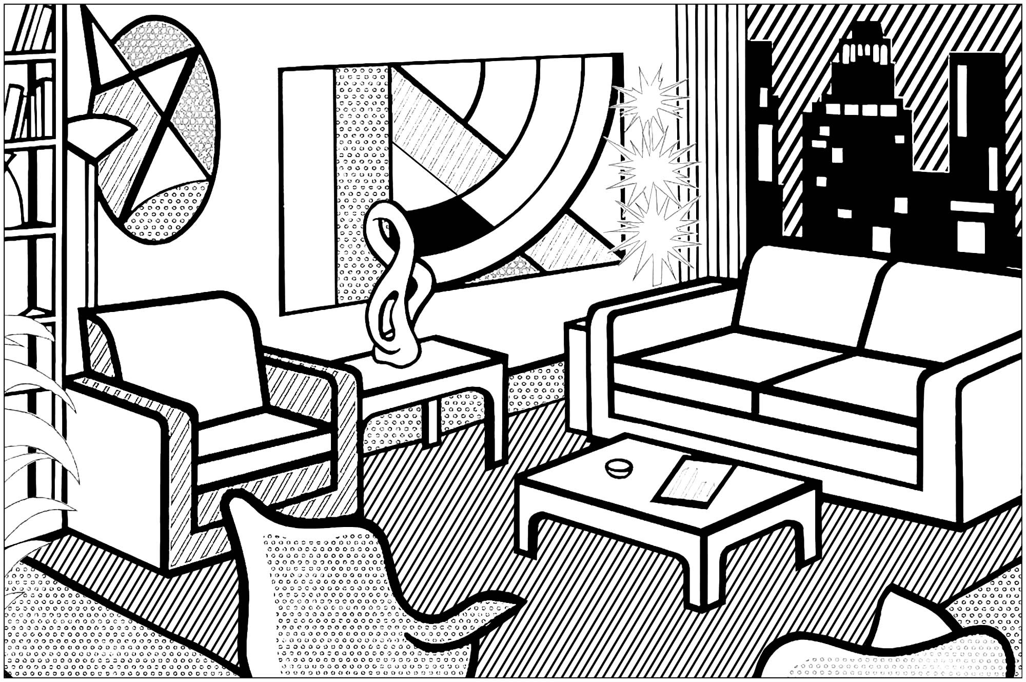 Best ideas about Roy Lichtenstein Coloring Sheets For Kids
. Save or Pin Roy lichtenstein interior with skyline Now.