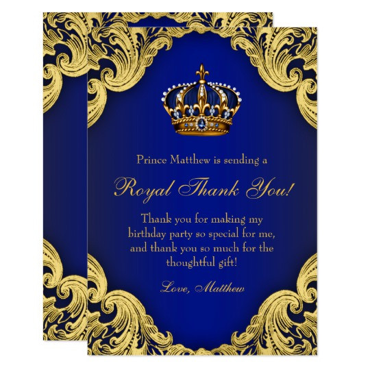Best ideas about Royal Birthday Invitations
. Save or Pin Prince Birthday Party Thank You Cards Now.