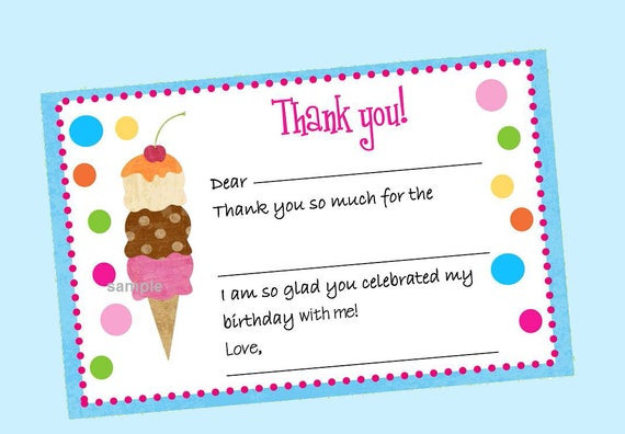 Best ideas about Sample Thank You Notes For Birthday Gifts
. Save or Pin Ice Cream Thank You Note Fill In Instant Download Ice Cream Now.