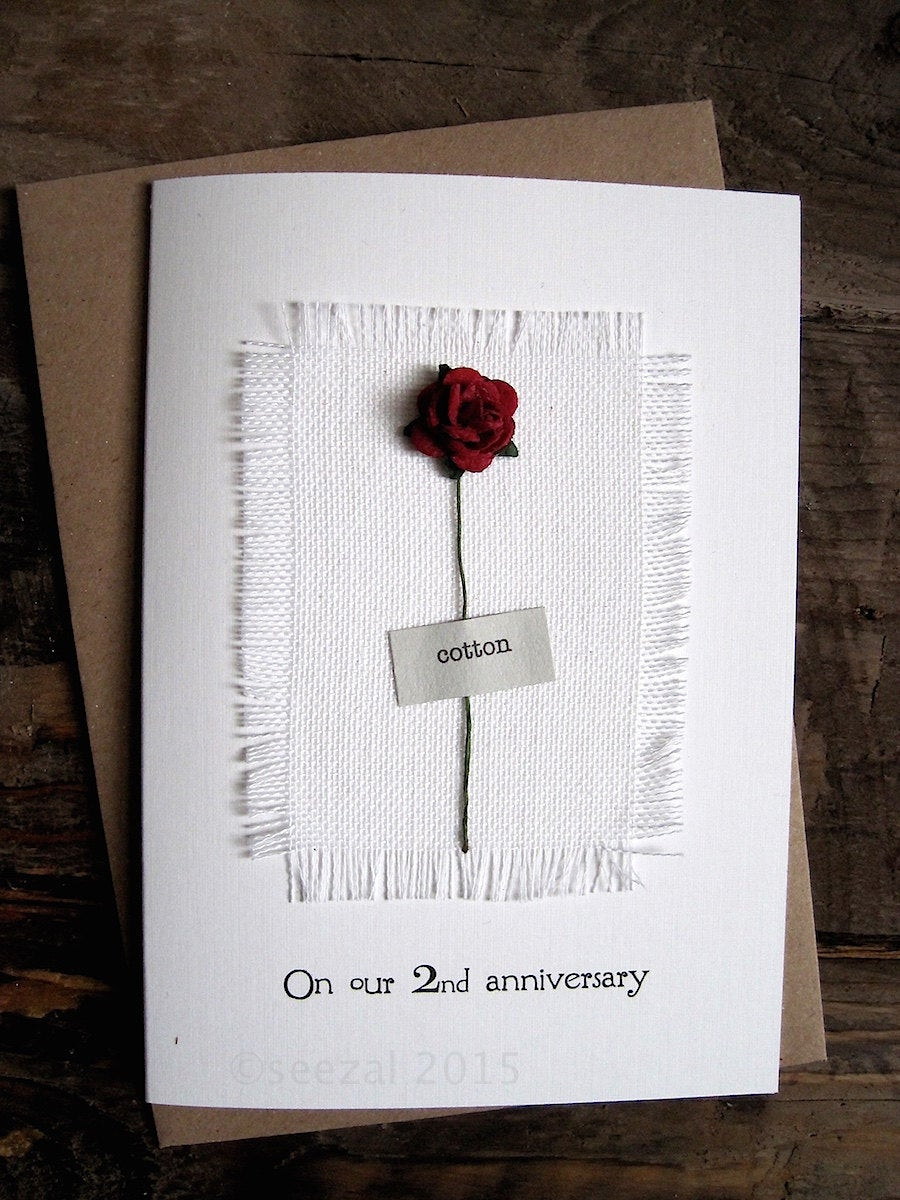 Best ideas about Second Wedding Anniversary Gift Ideas
. Save or Pin 2nd Anniversary Keepsake COTTON Card Cotton Fabric with a Now.