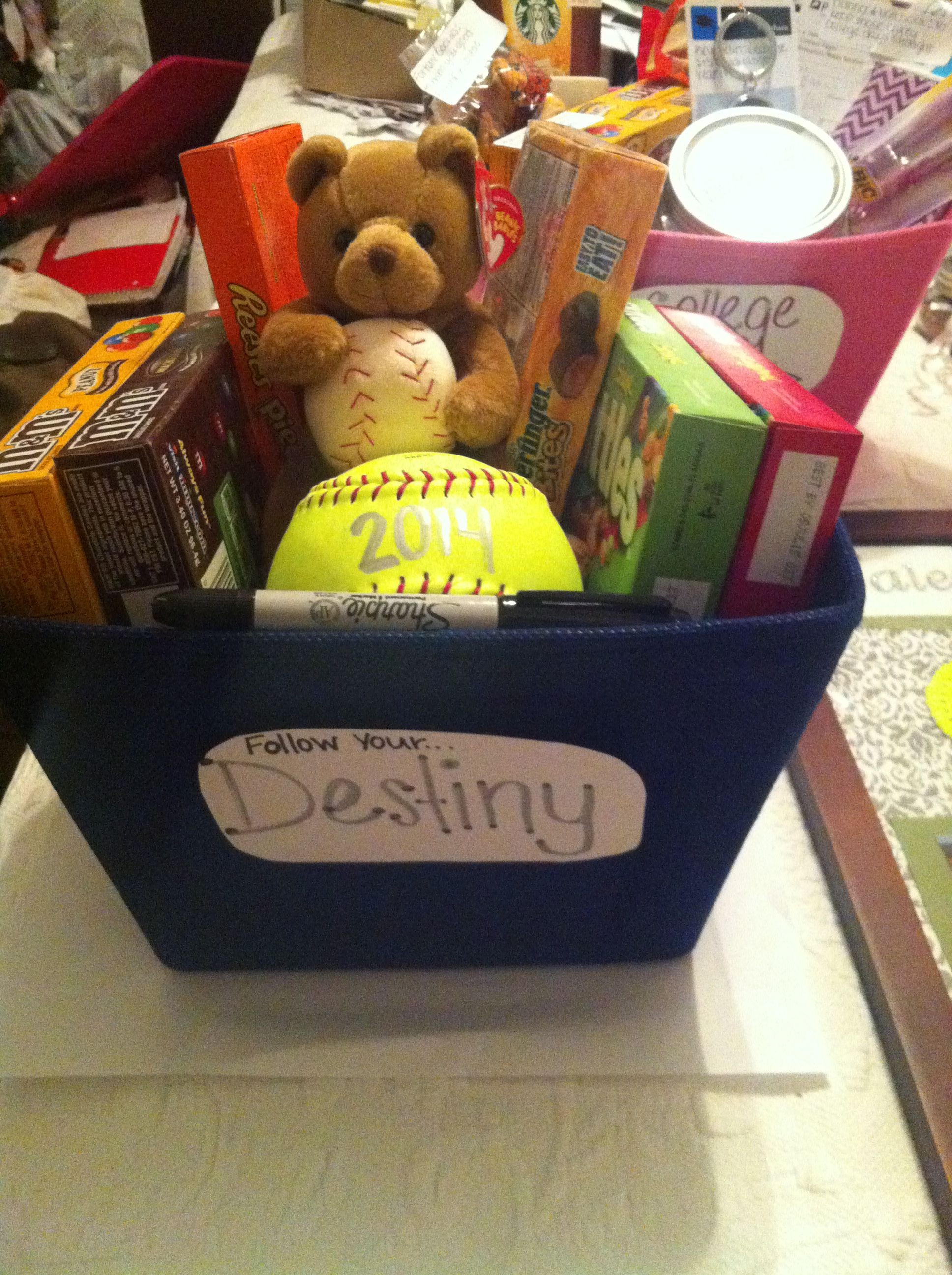 Best ideas about Senior Gift Basket Ideas
. Save or Pin Softball senior night t Candy and a ball for the team Now.