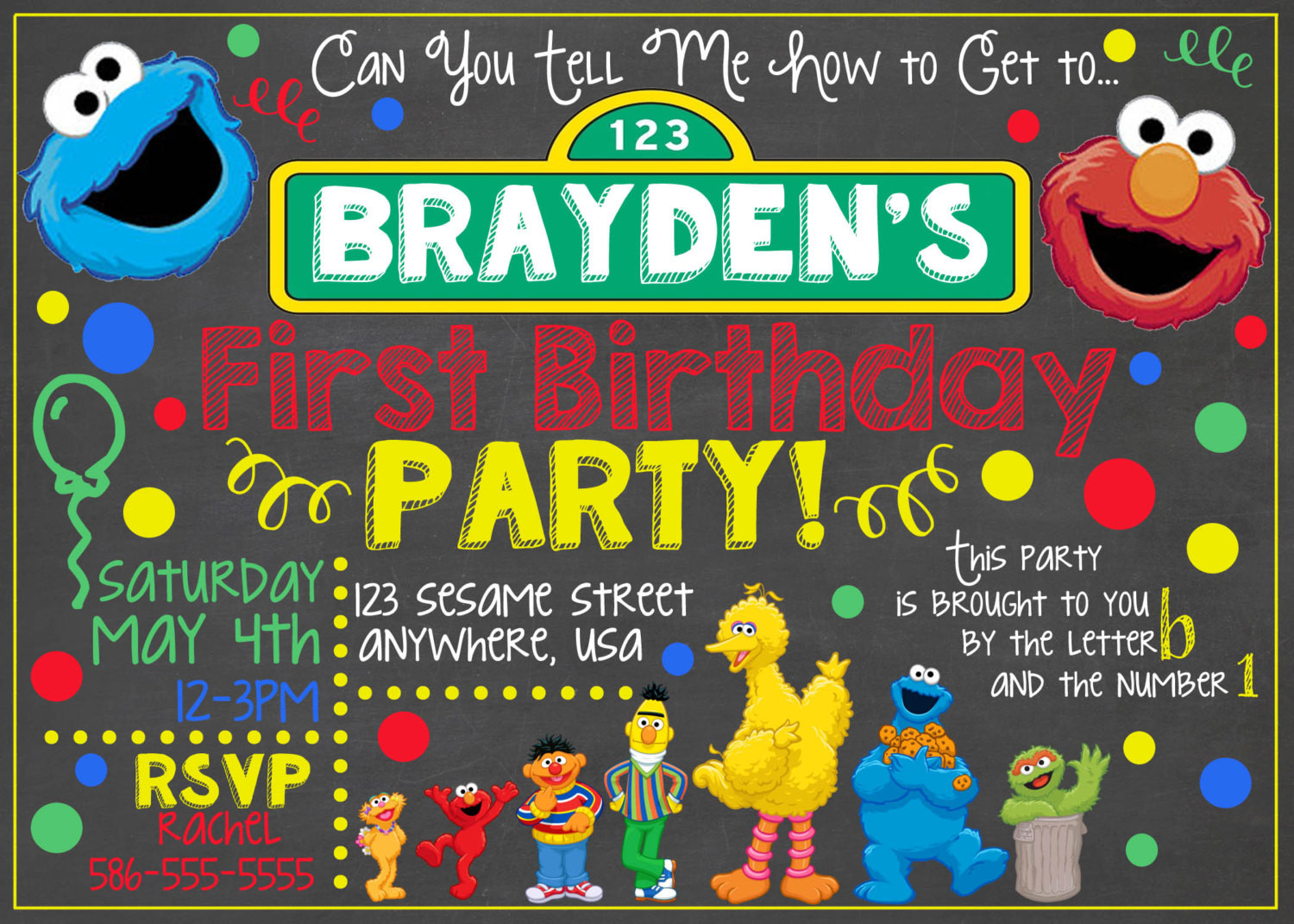 Best ideas about Sesame Street Birthday Party Invitations
. Save or Pin Sesame Street Chalkboard Invitation Sesame by LetsGetChalky Now.