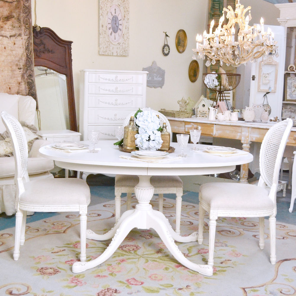 Best ideas about Shabby Chic Dining Table
. Save or Pin Shabby Cottage Chic White Oval Pedestal Dining Table Now.