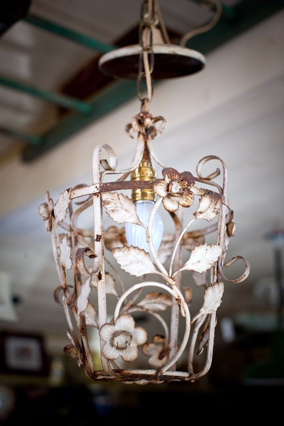 Best ideas about Shabby Chic Light Fixtures
. Save or Pin Glorious Vintage Floral Painted Rod Iron Shabby Chic Light Now.