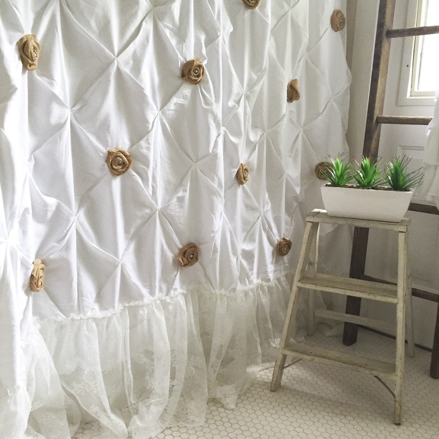 Best ideas about Shabby Chic Shower Curtain
. Save or Pin Shabby Chic Shower Curtain Extra Long White Pin Tuck with Now.