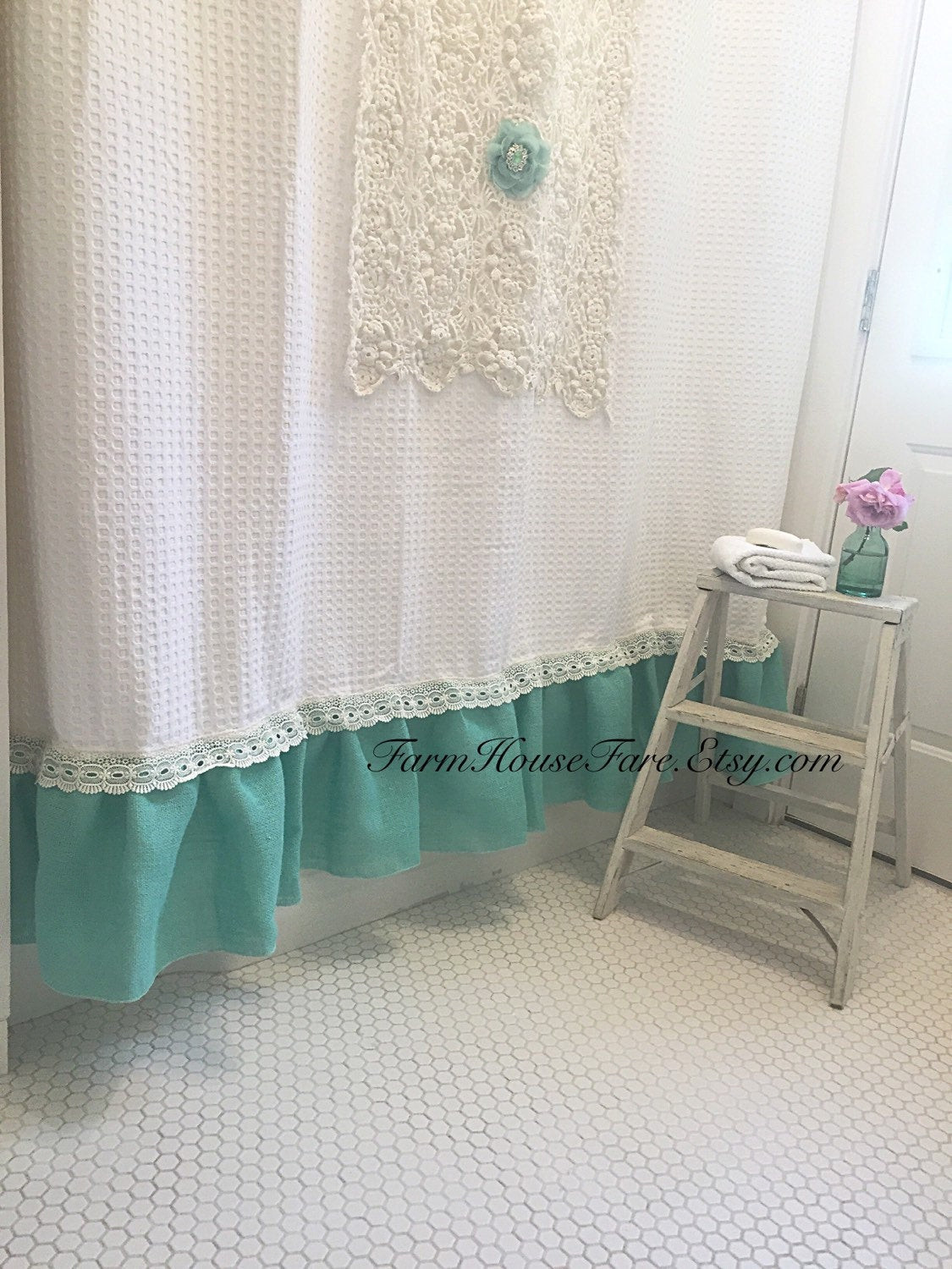 Best ideas about Shabby Chic Shower Curtain
. Save or Pin Shabby Chic Shower Curtain Burlap Bathroom Curtain Custom Made Now.