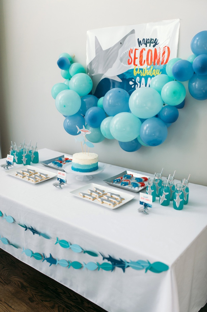 Best ideas about Shark Birthday Decorations
. Save or Pin Kara s Party Ideas "Chomp" Shark Themed Birthday Party Now.