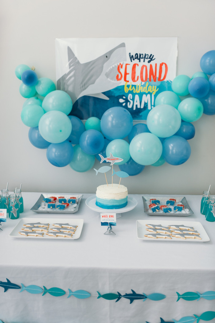 Best ideas about Shark Birthday Decorations
. Save or Pin Kara s Party Ideas "Chomp" Shark Themed Birthday Party Now.