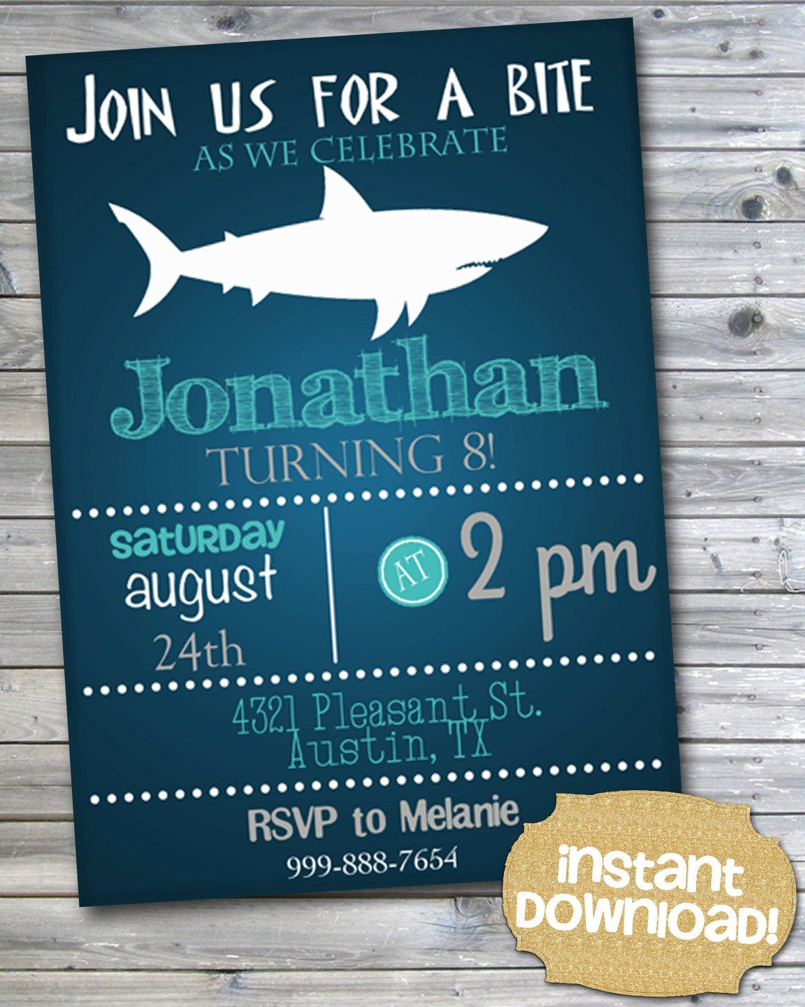 Best ideas about Shark Birthday Party Invitations
. Save or Pin INSTANT DOWNLOAD Shark Birthday Invitation Under by Now.
