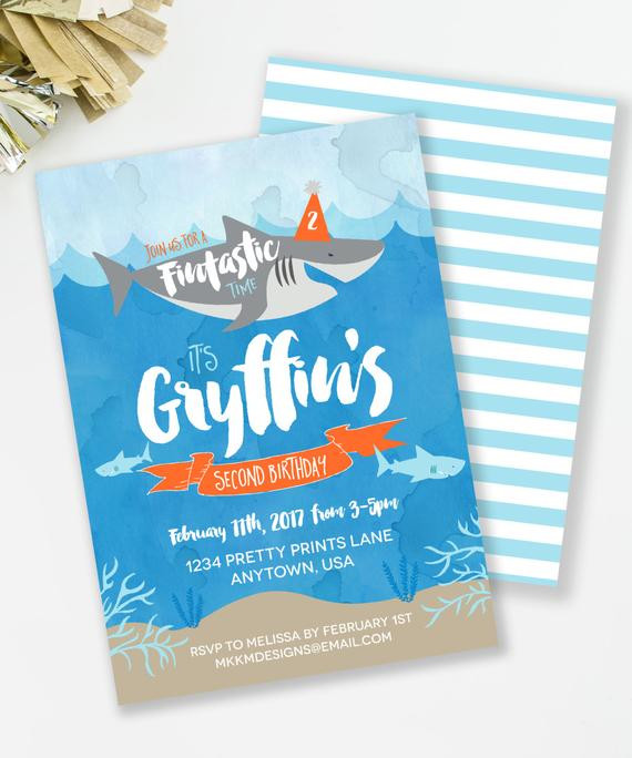 Best ideas about Shark Birthday Party Invitations
. Save or Pin Shark Birthday Invitation Fintastic Party Boy Birthday Now.