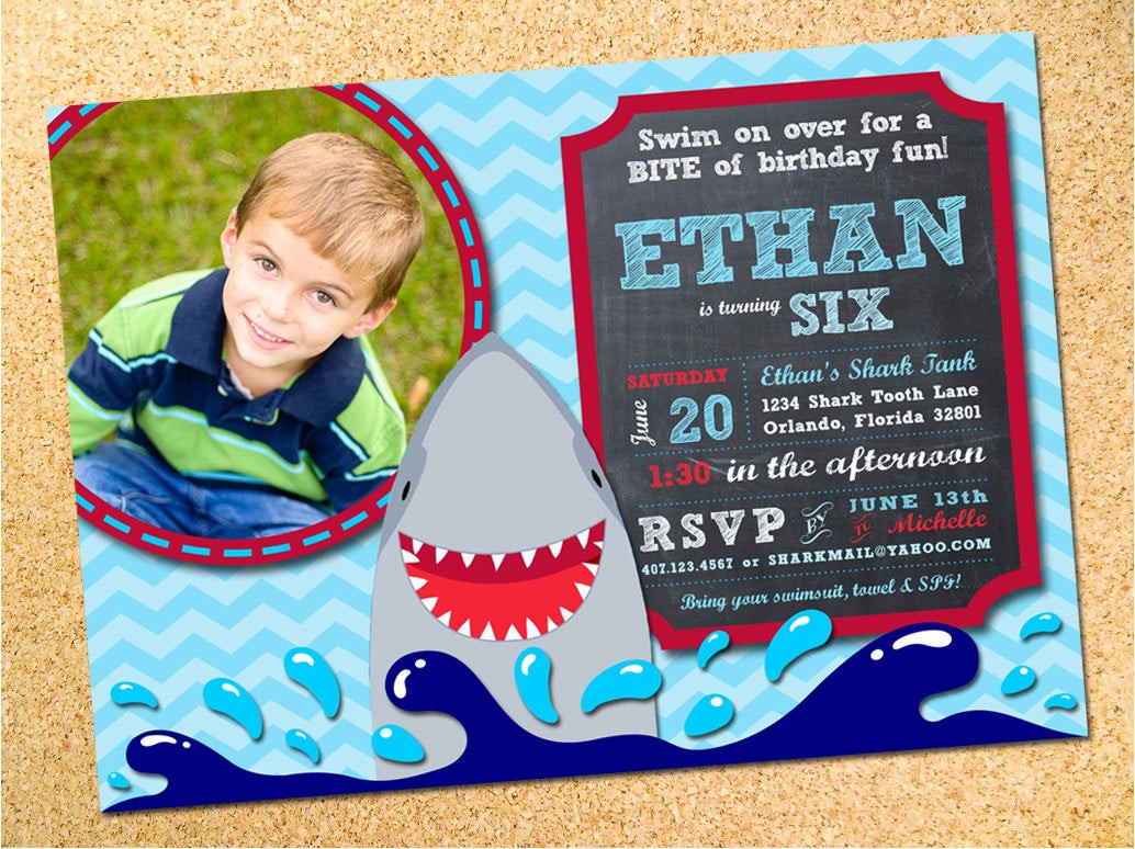 Best ideas about Shark Birthday Party Invitations
. Save or Pin Shark Birthday Party Invitation by OwenandSally on Etsy Now.