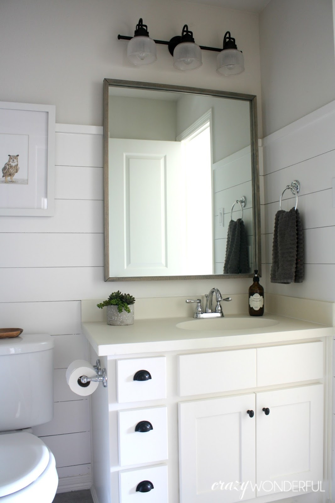 Best ideas about Shiplap Bathroom DIY
. Save or Pin shiplap boy s bathroom reveal Crazy Wonderful Now.