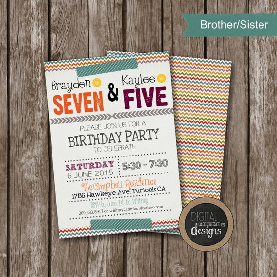 Best ideas about Sibling Birthday Party Invitations
. Save or Pin Sibling Birthday Invitations Joint by DigitalStudioDesigns Now.