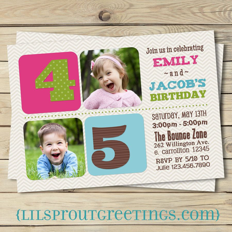 Best ideas about Sibling Birthday Party Invitations
. Save or Pin Sibling Birthday Invitation Boy Girl Twin Brother Now.